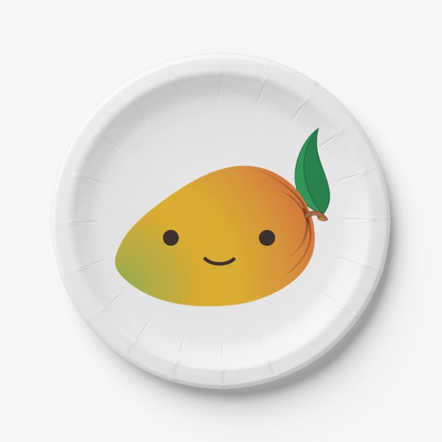 Assiettes En Carton Cute Kawaii Mango souriant (Devant)