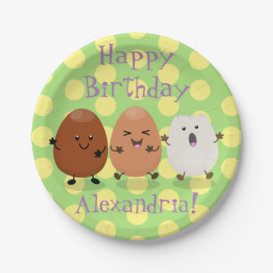 Assiettes En Carton Cute kawaii oeufs humoristique dessin animé