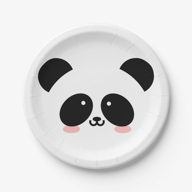 Assiettes En Carton Cute Kawaii Panda| Ajouter votre nom (Devant)