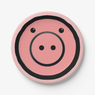 Assiettes En Carton Cute Kawaii Pink Piggy Pig Vector Art