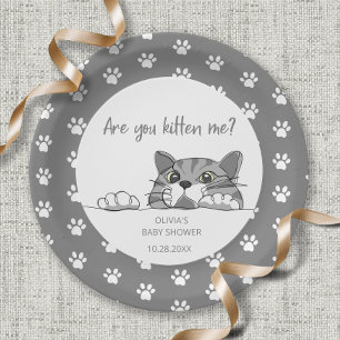 Assiettes En Carton Cute Kitty Chat Baby shower neutre genre