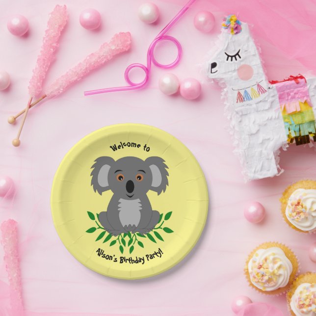 Assiettes En Carton Cute koala avec papier anniversaire de enfant euca (Fête)