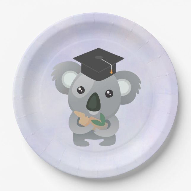 Assiettes En Carton Cute Koala dans une casquette de diplôme (Devant)