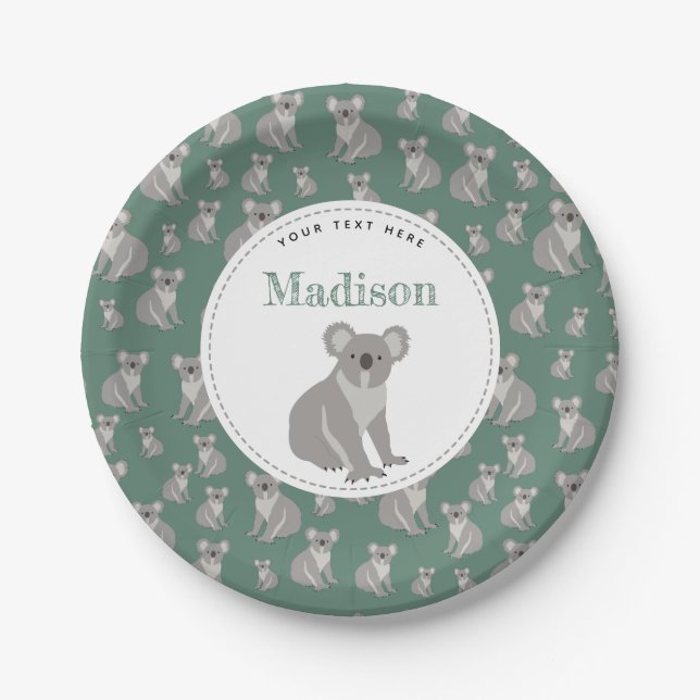 Assiettes En Carton Cute Koala Motif personnalisé (Devant)