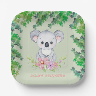 Assiettes En Carton Cute Koala ours Baby shower fille