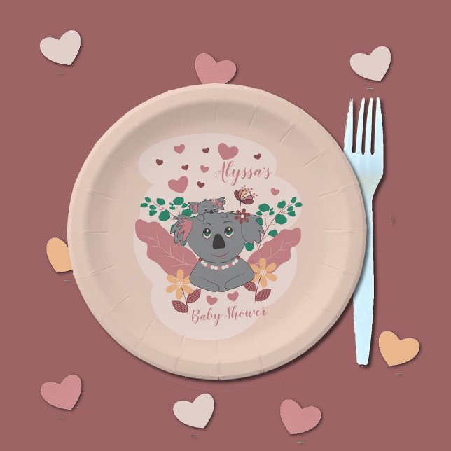 Assiettes En Carton Cute koalas baby shower papier pastel (Créateur téléchargé)