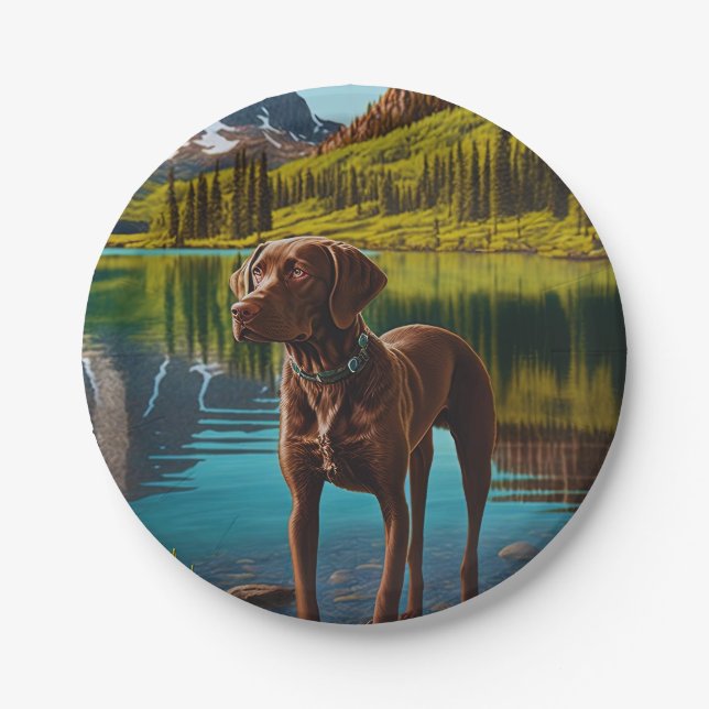 Assiettes En Carton Cute Lab Chien Chocolat Labrador Retriever Animal (Devant)