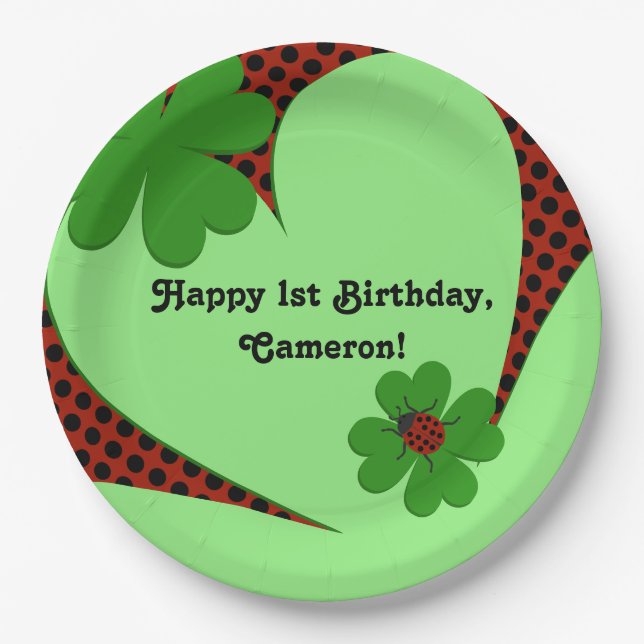 Assiettes En Carton Cute Ladybug 1er Anniversaire Papier (Devant)