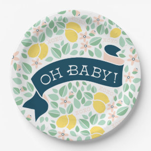Assiettes En Carton Cute Lemon Jaune Baby shower Feuille