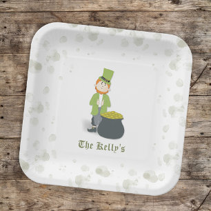 Assiettes En Carton Cute Leprechaun St. Patrick's Day Personnalisé