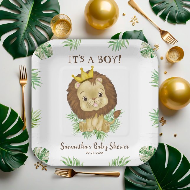 Assiettes En Carton Cute Lion Baby shower thème Aquarelle Safari (Créateur téléchargé)