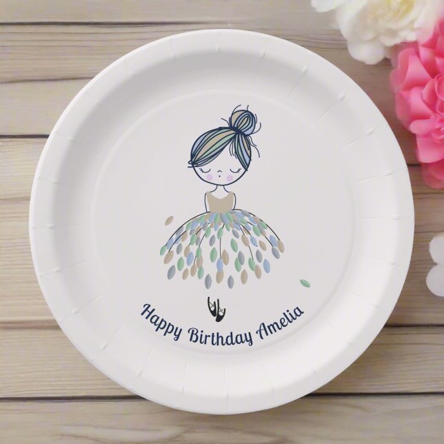 Assiettes En Carton Cute Little Ballerina Princess Anniversaire (Créateur téléchargé)