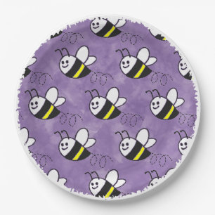 Assiettes En Carton Cute Little Bee Motif Baby shower aquarelle