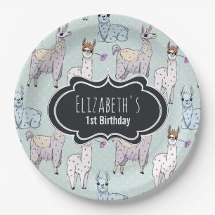 Assiettes En Carton Cute Llama Motif à l'anniversaire Pois