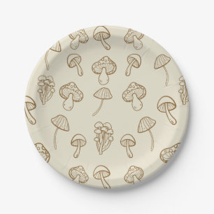 Assiettes En Carton Cute Minimal Champignons Champignons Motif