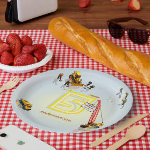 Assiettes En Carton Cute Moderne Construction Camion Thème Papier Plaq