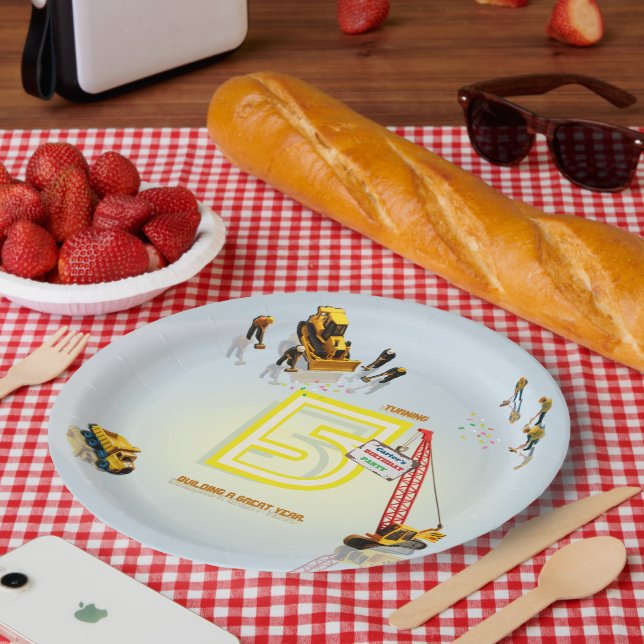 Assiettes En Carton Cute Moderne Construction Camion Thème Papier Plaq (Pique-nique)