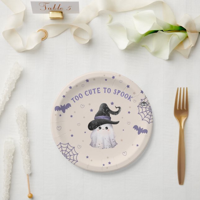 Assiettes En Carton Cute Moderne Fantôme Halloween Anniversaire Crème  (Mariage)