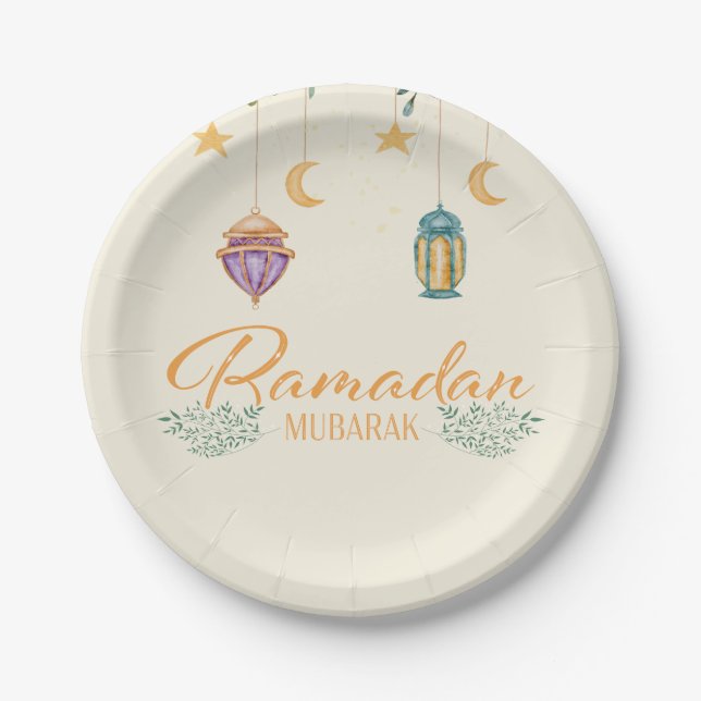 Assiettes En Carton Cute moderne Ramadan Moubarak Plaques Ramadan (Devant)