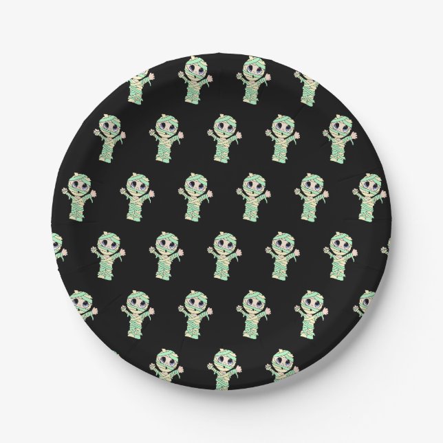 Assiettes En Carton Cute Mummy Halloween Party (Devant)