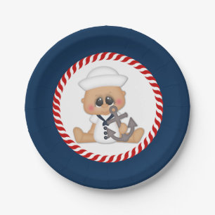 Assiettes En Carton Cute Nautical Sailor Baby Boy