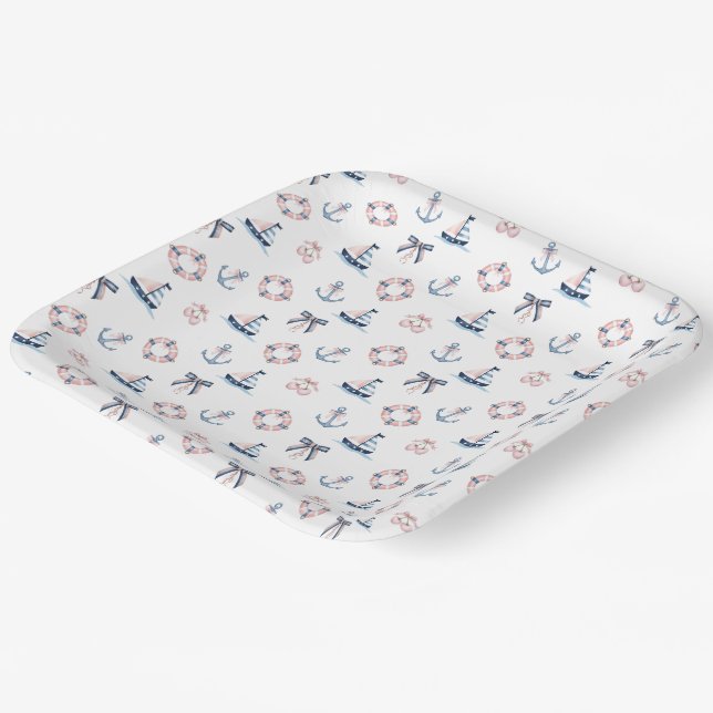 Assiettes En Carton Cute Nautique et Coquette Infusion! (Angulaire)