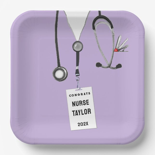 Assiettes En Carton Cute Nurse Grad Party Plaques de papier (Recto)