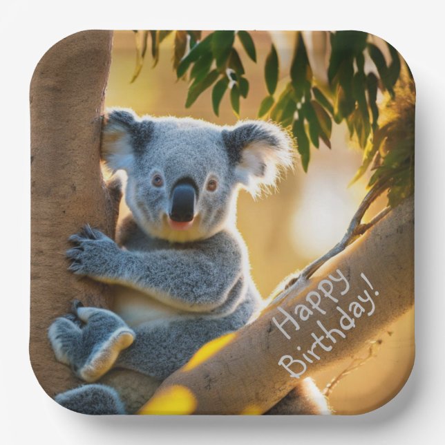 Assiettes En Carton Cute Ours Koala (Recto)