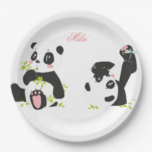 Assiettes En Carton Cute pandas