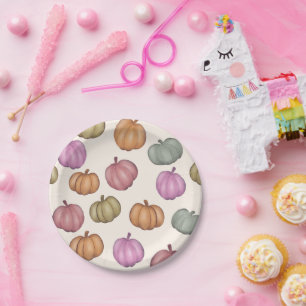 Assiettes En Carton Cute Pastel Citrouille Pastel Motif