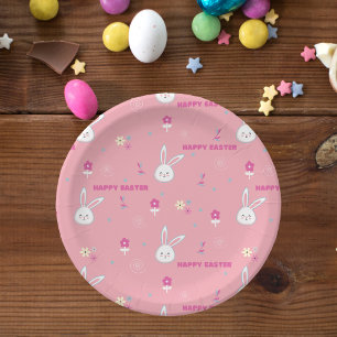 Assiettes En Carton Cute Pastel Couleur Lapin de Pâques Plaque de Papi