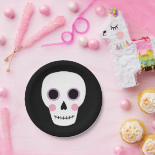 Assiettes En Carton Cute Pastel Crâne Halloween Plaque papier d'annive