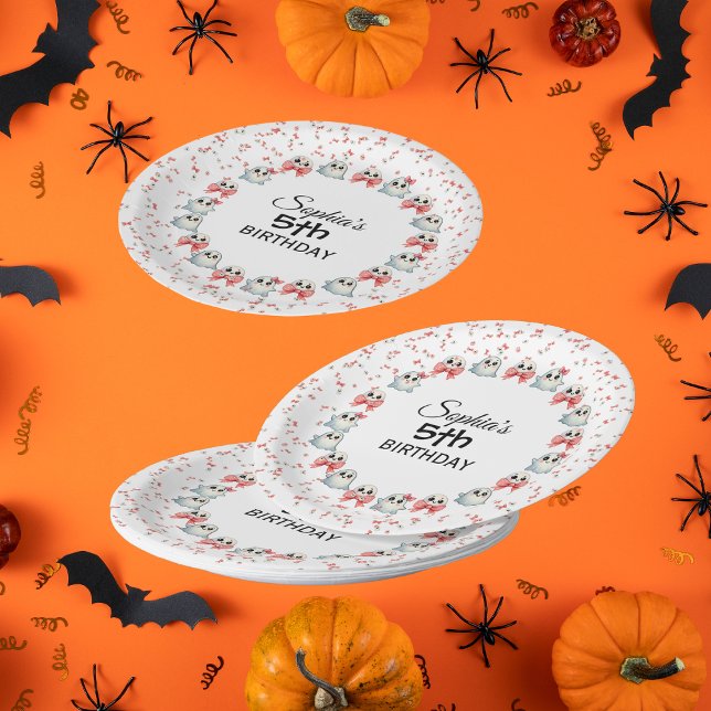 Assiettes En Carton Cute Pastel Ghost Thème Texte Customisé Anniversai (Créateur téléchargé)