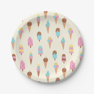 Assiettes En Carton Cute Pastel Motif de crème glacée