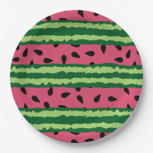 Assiettes En Carton Cute pastèque Motif rose et vert