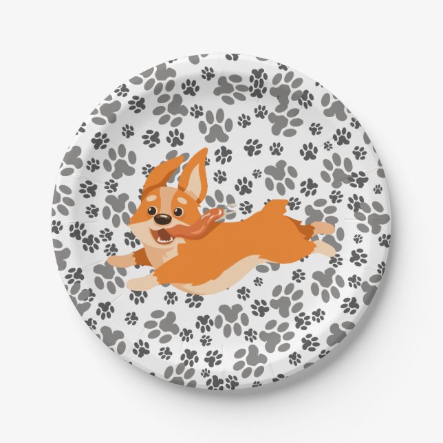 Assiettes En Carton Cute Pembroke Welsh Corgi (Devant)