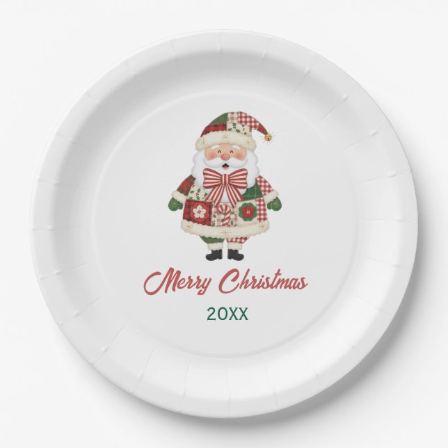 Assiettes En Carton Cute Personalized Santa Christmas Holiday (Devant)