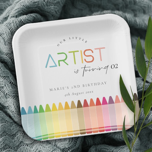 Assiettes En Carton Cute Petite Artiste Crayon Rainbow N'Importe Quel  (Créateur téléchargé)