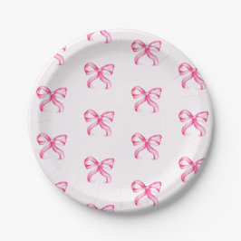 Assiettes En Carton Cute Pink Bow Coquette Pattern Baby Shower