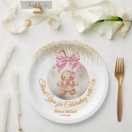 Assiettes En Carton Cute Pink Gingerbread Girl Bauble Christmas Baby