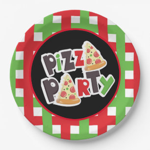 Assiettes En Carton Cute pizza fête mots papier plaque