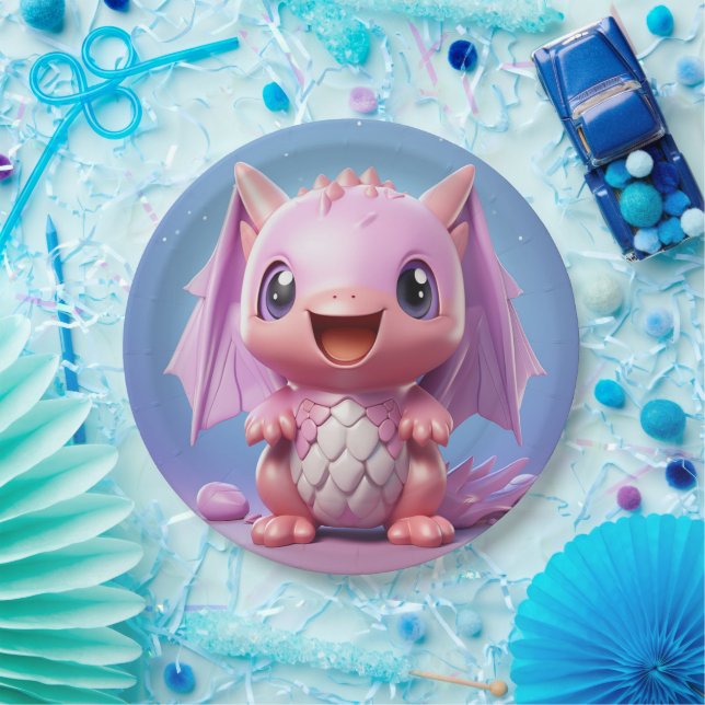 Assiettes En Carton Cute plaque en papier de dragon pour bébé (Fête)