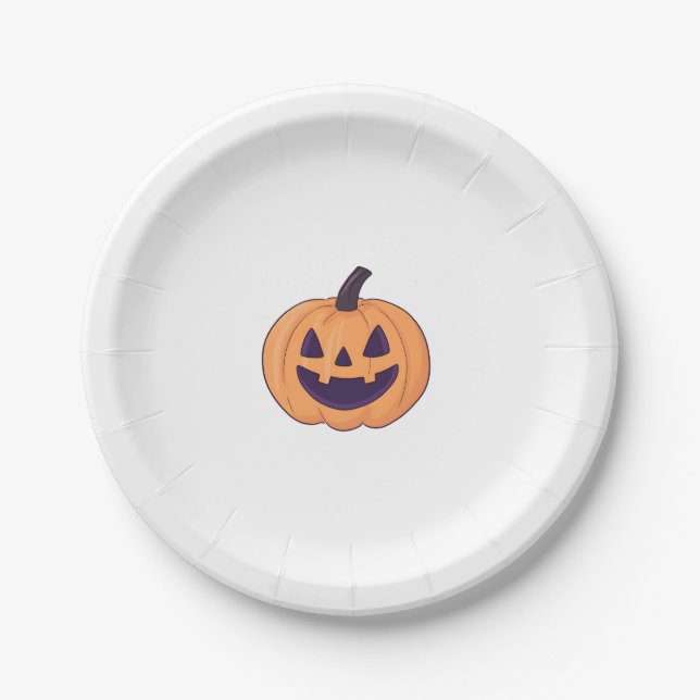 Assiettes En Carton Cute plaque papier Citrouille Halloween (Devant)