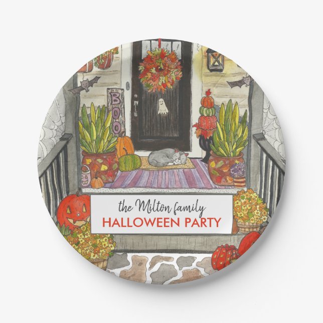Assiettes En Carton Cute plaque papier Halloween House Party (Devant)