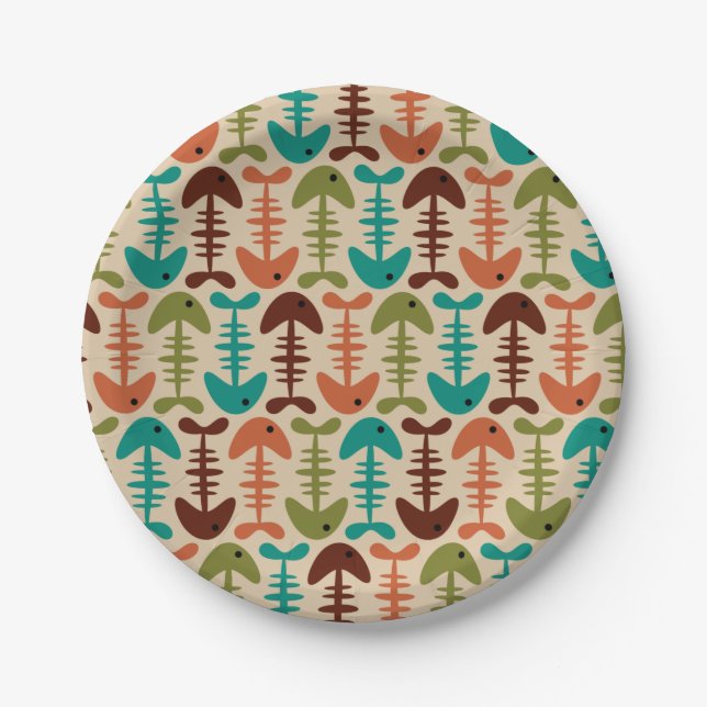 Assiettes En Carton Cute poisson os Rétro Motif moderne (Devant)