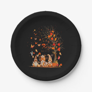 Assiettes En Carton Cute Pumpkin Gnomes Autumn Tree Fall Leaves