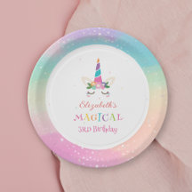 Cute Rainbow Unicorn Magique fête d'anniversaire