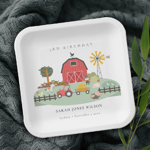 Assiettes En Carton Cute Red Barnyard ferme animal n'importe quel âge 