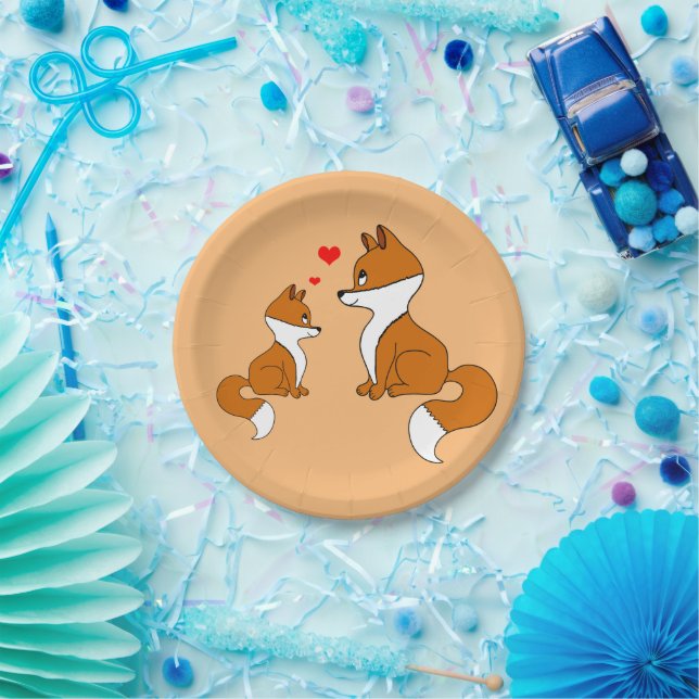 Assiettes En Carton Cute renard (Fête)