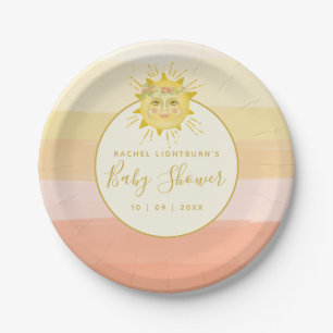 Assiettes En Carton Cute rose Boho Rainbow Ray of Sunshine Baby shower